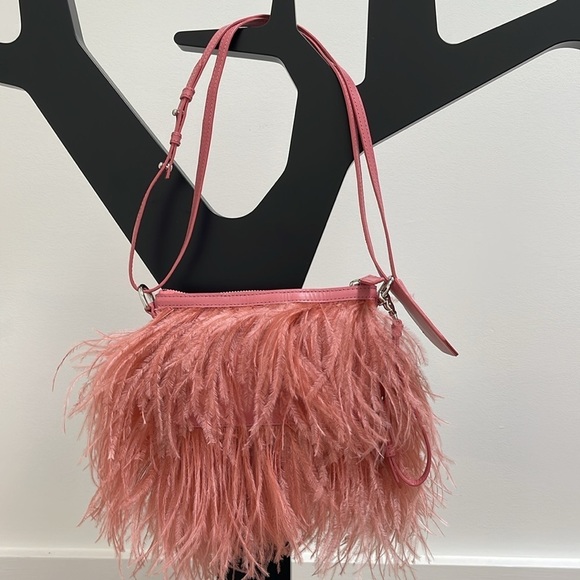 MARQUES ALMEIDA Pink Ostrich Feather and Leather purse bag NEW - Picture 3 of 12